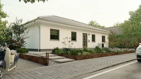Bungalow 110 mit durchdachtem Raumkonzept Moderner Bungalow 110 mit lichtdurchfluteten Räumen und Gartenblick