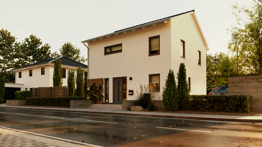 Stadthaus Flair 124 – Ihr modernes Zuhause mit klarer Linie und viel Licht Außenansicht des Stadthauses Flair 124 von Town & Country Haus: kubische Architektur mit großzügigen Fensterflächen und stilvoller Fassade, ideal für urbanes Wohnen